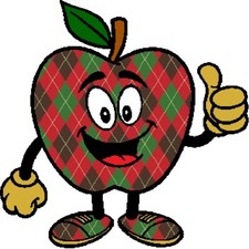 30 Custom Christmas Argyle Cartoon Apple Personalized Address Labels