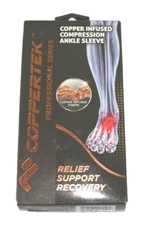 Coppertek Compression Ankle Sleeve Copper Infused Large Unisex Professional 
