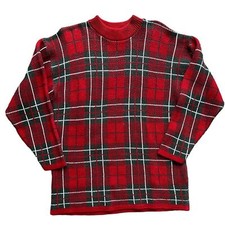 Vintage made in USA vintage plaid Christmas sweater women’s large holiday