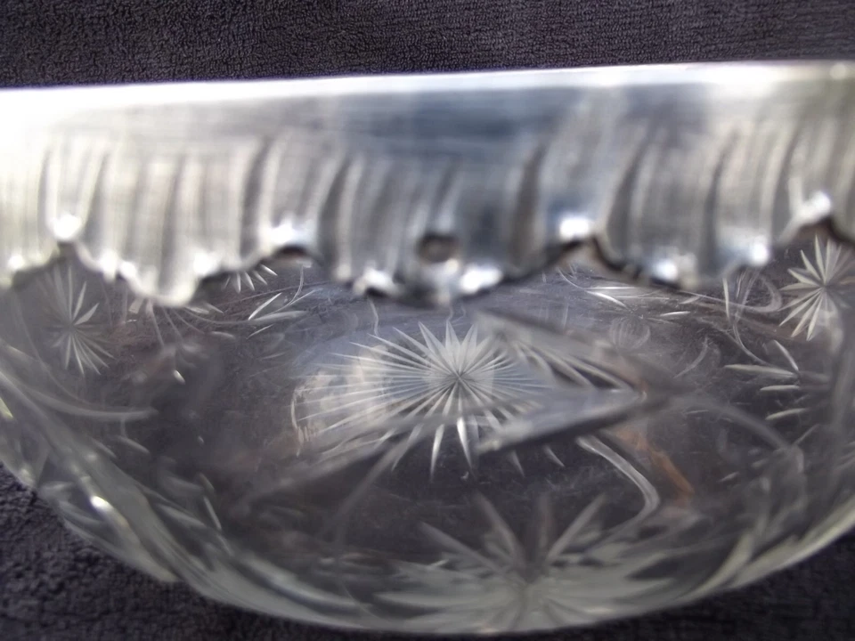 Ancienne Coupe Baccarat cristal taillé monture en argent massif poinçon minerve - Photo 4/4
