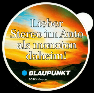 Werbe Aufkleber - Blaupunkt Autoradio - Bosch Gruppe - 10x10cm Vintage 80er 90er