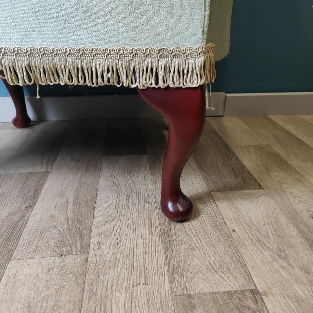 Vintage Bedroom Chair Button Boudoir Green Velour Tassels Armless Doll