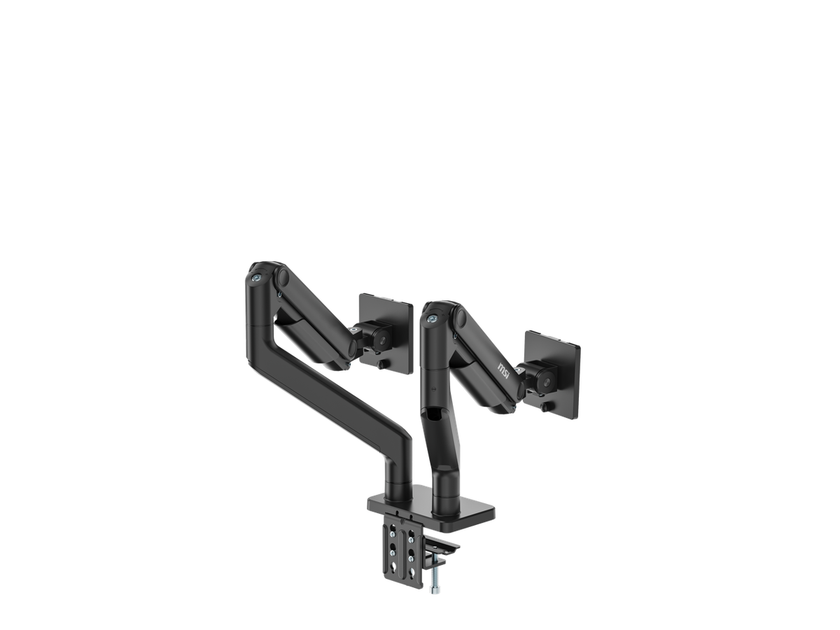 MSI MAG MT201D Dual Monitor Ständer – Premium-Arm Für Bis Zu 2x 20 Kg, Höhenverstellbar, VESA 75/100, Klemme/Tülle