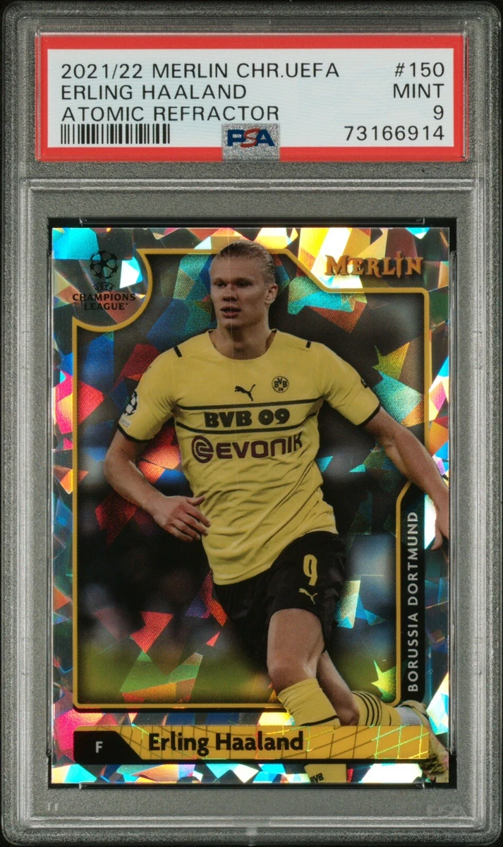PSA 9 Erling Haaland 2021-22 Topps Merlin Chrome UEFA #150 Atomic #/250