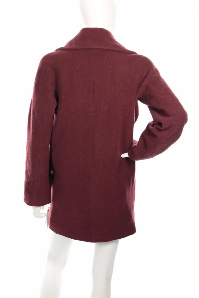 Trina Turk Maroon Red Winter Wool Blend Front Button Closure Peacoat Size 0 - Image 3 of 4