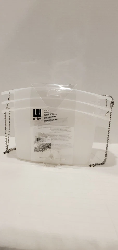 Carrito de ducha colgante Umbra Oasis - 3 canastas - blanco esmerilado - NUEVO Foto 4 de 4