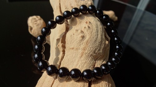 Pulsera de cuentas de ónix negro para hombre elástica 8 mm redonda 7, 7,5, 8 u 8,5 pulgadas - Imagen 6 de 7