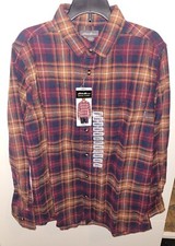 Eddie Bauer Men's Bristol Flannel Cognac Plaid Shirt, Small, NEW  