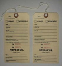 Toys R Us Claim Check Bike Bicycle Inspection...