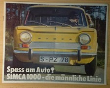 Simca 1000 - die männliche Linie Prospekt 1968 Spass am Auto Werbung Automobilia