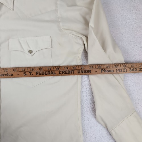 Vintage H Bar C Ranchwear Pearl Snap Shirt Men's 15.5-33 Western Rodeo USA Biege - Picture 4 of 7