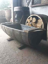 Cheapest Oak Whiskey Half Barrel Planter Flower Pot Lenght Cut Vertical FREE P&P