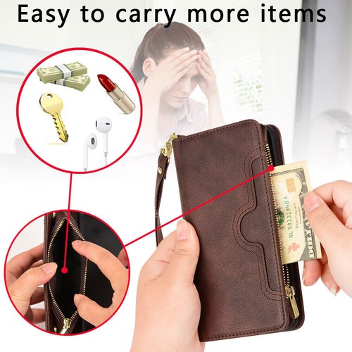 Wallet Case For Samsung Galaxy Z Fold 3/4/5 Magnetic Leather Card Zipper Cover - Bild 8 von 51