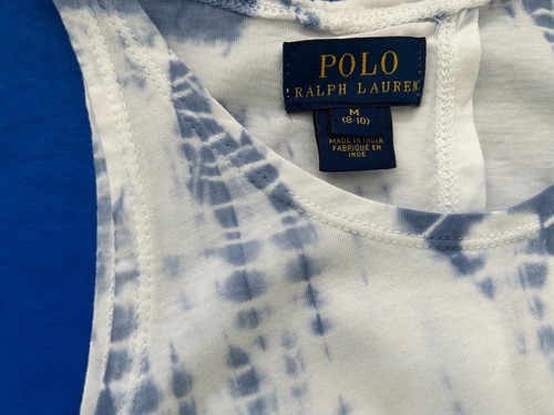 Ralph Lauren Girls 10 Tie Dye Maxi Dress Blue White Slit BackElastic Waist *READ - Picture 5 of 15