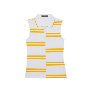 G/Fore Offset Stripe Tech Pique Sleeveless Polo Snow W