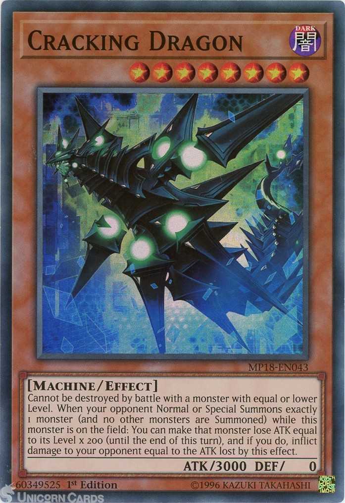 MP18-EN043 Cracking Dragon Super Rare 1st Edition Mint YuGiOh Card