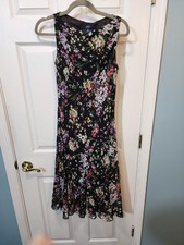 Chaps Ralph Lauren Black Floral Sleeveless Dress 6