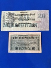 1923 Germany 5 And 20 Million Mark Banknote Lot