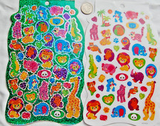 set 2 sheets stickers ZOO ANIMALS jungle giraffe lion elephant croc panda zebra