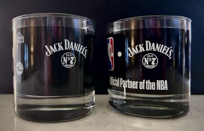 Jack Daniels NBA Glasses Set 2 Whiskey Rocks Lowball Tumbler Old No 7 Barware