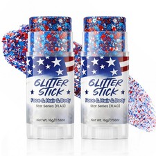 2PCS Red White and Blue Face Body Glitter Stick, 4th of July Accessories for ...