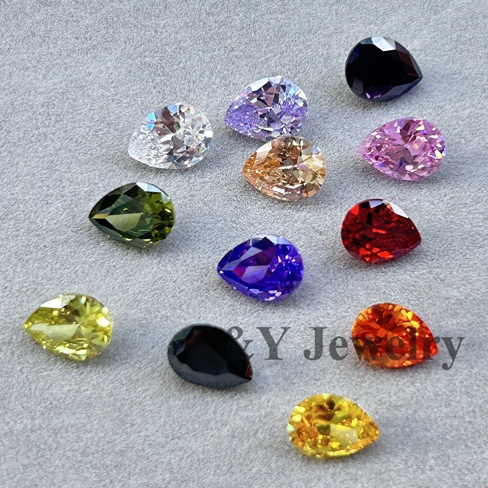 Piedra preciosa suelta multicolor corte pera circonita cúbica 10 piezas para regalos personalizados Foto 2 de 4