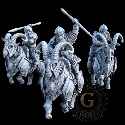 Dwarf Mountain Goat Riders X3 : 28mm Fantasy Wargames & Collectors Miniatures