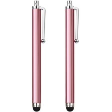 2 Pack Silicone Tip Stylus Pen Pink For Touch Screen Devices Smart Phone