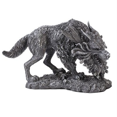 Norse Fenrir Werewolf Sculpture Fierce Mythical Wolf Figure 8'' x 5'' Resin