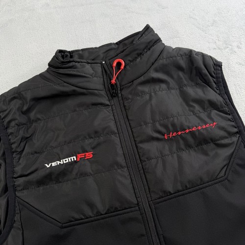 Hennessey Venom F5 Jacket Vest Mens M Black Gray Softshell Full Zip USA Flag - Picture 2 of 9