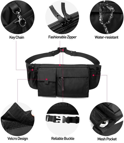 Large Waterproof Black Waist Bag Fanny Pack For Men Women Belt Bag Pouch Hip ... - Picture 3 of 7