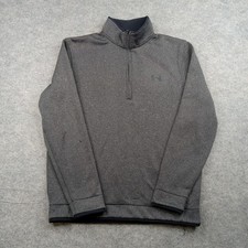 Under Armour Sweater Mens Medium Gray ColdGear Fleece Golf Quarter Zip Pullover