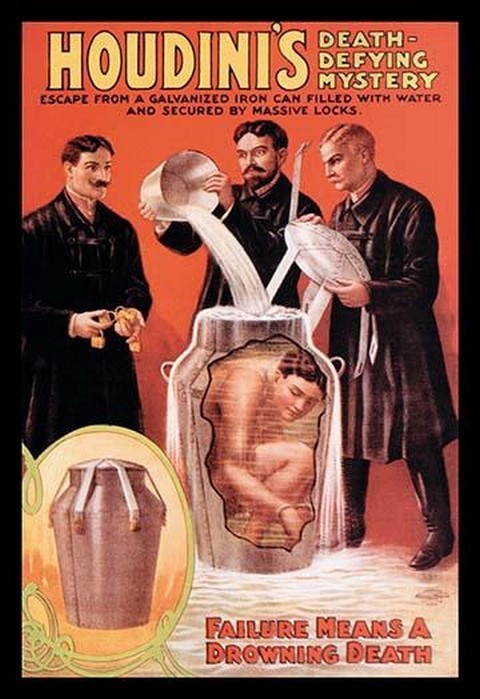 Impresión de póster misterioso desafiante a la muerte de Houdini