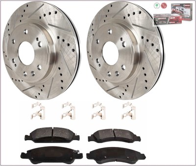 2x GEBOHRT BREMSSCHEIBEN BREMSKLÖTZE VORNE FÜR CHEVROLET SILVERADO SUBURBAN 05-