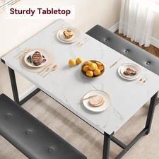 Modern Dining Table Set ,Kitchen Table Set and 2 Upholstered Bench ,Dinner Table