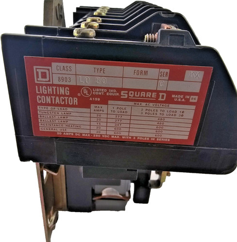 Square D 8903LO80V02 8-Pole Lighting Contactor w/ 120V *DAMAGED* LESS 1 CONTACT