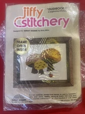 Vintage Jiffy Stitchery Kit Mushrooms 253A by Betty Miles Fits 4”x5” Frame