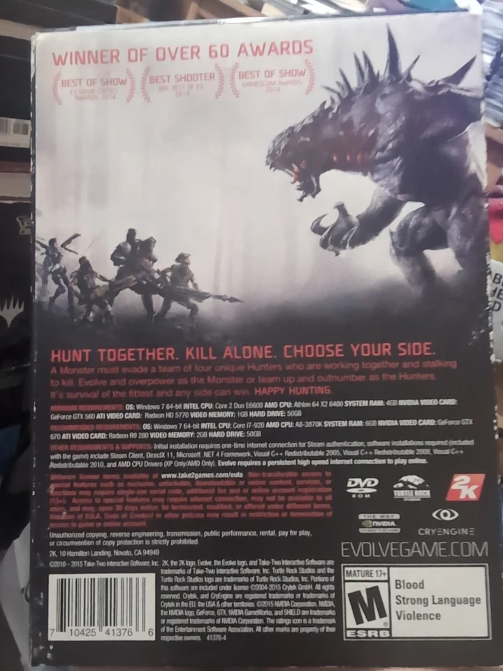 2K Games: Evolve (PC, 2015) DVD-Rom Software 4 Discs & Booklet CIB - Image 2 of 4