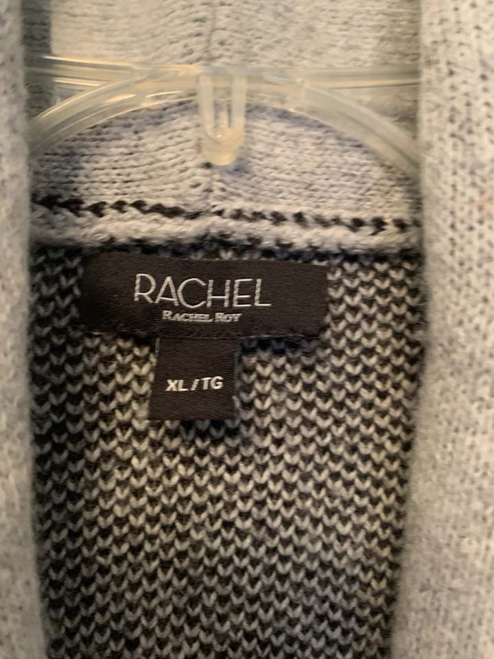 Cárdigan Largo RACHEL ROY Suéter Chaqueta Abrigo Talla XL Gris Negro Azteca Abierto Foto 3 de 4