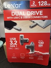 BRAND NEW Lexar DUAL DRIVE with USB-C USB-A. 3.2 GEN 128GB x 2 Pk Open box