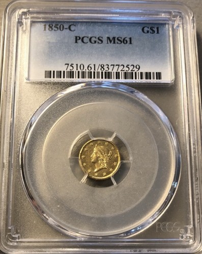 1850 C G$1 PCGS MS61 Rare High Grade Pop 14/9 - Picture 1 of 2