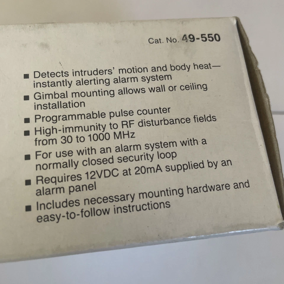 Radio Shack Safe House 49-550 Dual Element Infrared Motion Sensor - New - Image 2 of 4