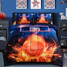 Basketball Fire Court Comforter Sets Full for Boys Teens Ball Sports Games Print