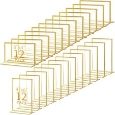 24 PCS Clear Acrylic Sign Holder Gold Border 4x6/6x4 Inch Wedding Table