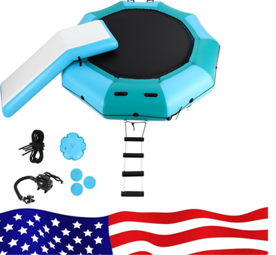  10FT Inflatable Water Trampoline, Floating Lake Trampoline for Adults Portable