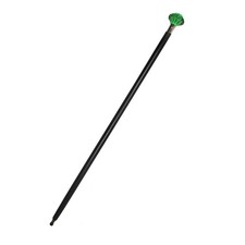 Green Stained Cut Glass Victorian Knob Cane Wooden Shaft Men Women Walking Stick