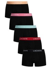 Lacoste Men's 5 Pack Cotton Stretch Trunks, Black