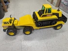Vintage 1992 MIGHTY DIESEL TRACTOR, TRAILER and BULLDOZER HTF 38" Long Huge VG+