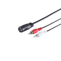 DIN Adapterkabel 5-Pol Buchse Auf 2 Cinch Stecker Gerade Rundkabel 0,2M Schwarz