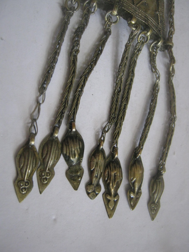 7" Turkmen Tekke Bride's Amulet w/ Glass Gems, Fox Tail Dangles Compare @ $389 - 第 2/5 張圖片